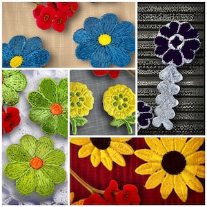 Puede incluir: Surtido de parches bordados de flores de colores en varios estilos y tamaños. Los parches presentan diferentes colores, incluyendo azul, verde, amarillo y rojo. Los parches son perfectos para agregar un toque de fantasía a la ropa, las bolsas u otros accesorios.