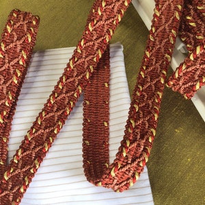 CONSO BRAIDED Decorative Trim by the Yard / Red Gold Burgundy Wholesale Upholstery Braided Trim for Home Decor &  Embellishments T51