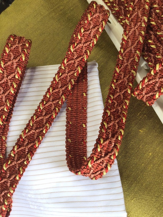 CONSO BRAIDED Decorative Trim by the Yard / Red Gold Burgundy Wholesale Upholstery Braided Trim for Home Decor &  Embellishments T51