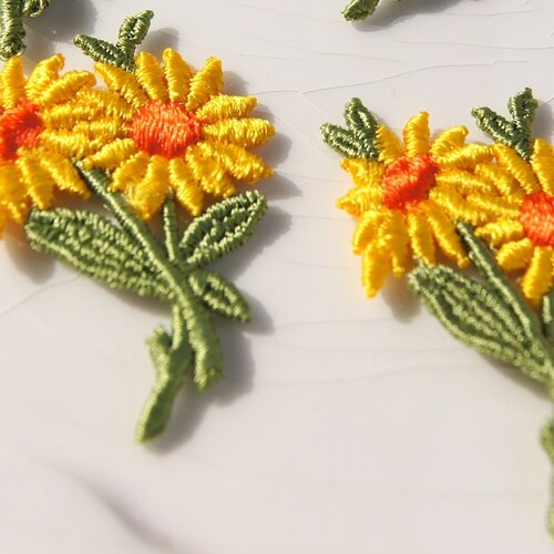 1960s Vintage Yellow Flower Embroidered Applique Vintage Etsy