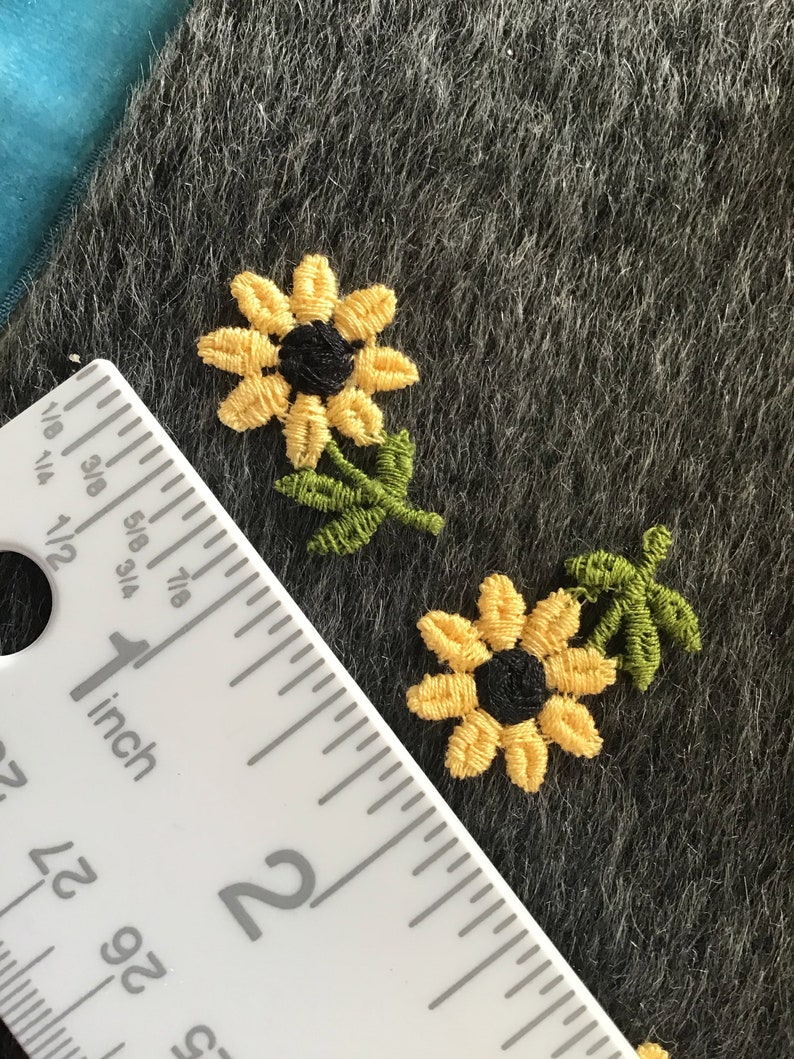 Vintage Yellow Flower Embroidered Applique Vintage Embroidery Etsy