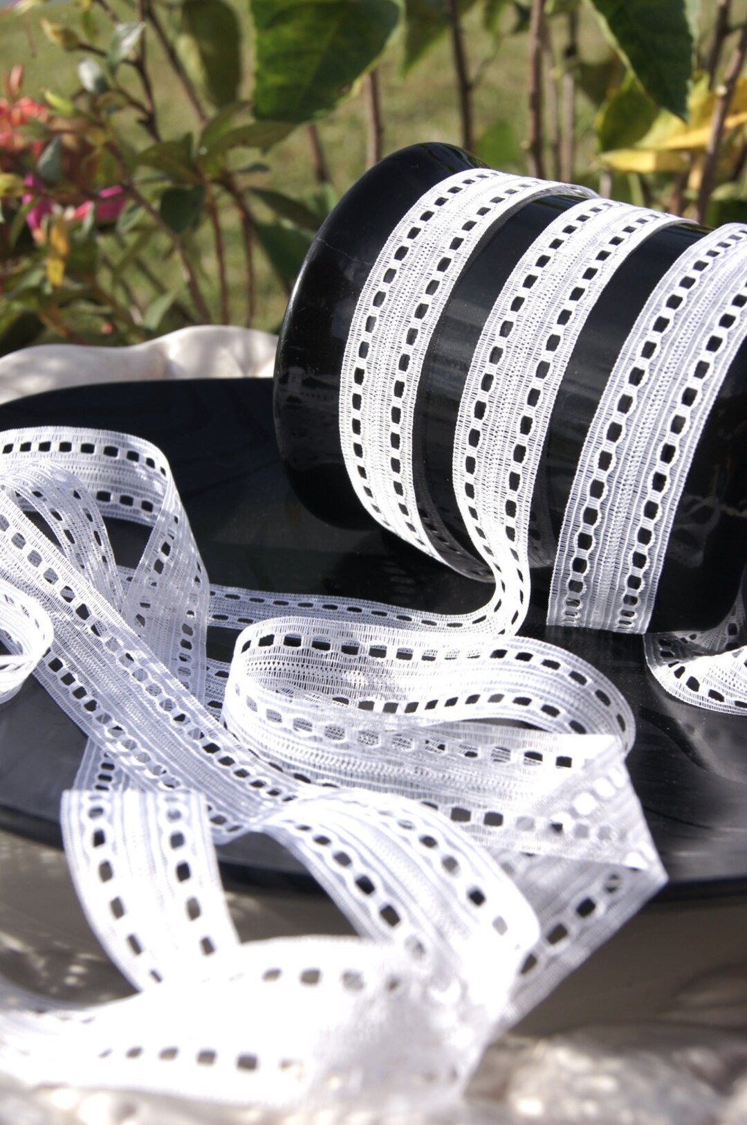 7/8 Wide White Double Beading Lace Trim White Lace Trim by the Yard Vintage Sewing Lace Trims