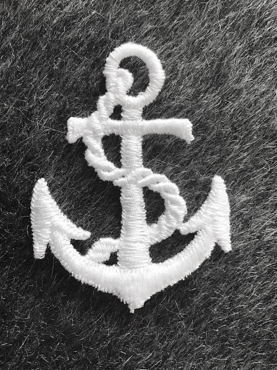 Iron on Silver and Grey with Rope Anchor Applique Patch