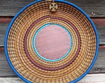 Number 375 - Large, Shallow Bowl Coiled Pine Needle Basket