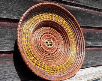 349 Large, Stepped Coiled Pine Needle Basket