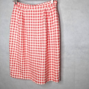 Salmon White Houndstooth Womens 10 Pencil Skirt 80's - Etsy