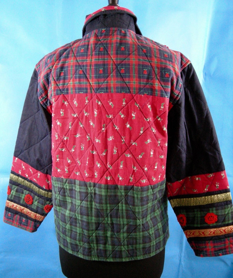 Christmas Jacket Holiday Xmas Winter Red Green Plaid Quilt Etsy