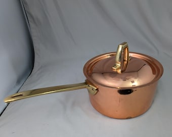 ヴィンテージ銅製鍋蓋 ポール・リビアウェア 真鍮製ハンドル 3.5カップ ソースパン 5.25