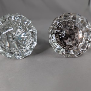Vintage 12 Point Glass Door Knobs With Spindle Brown Tint and Clear