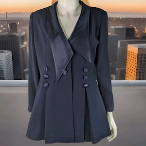 Heiser-Egan Vintage Blazer 6 Formal Blue Satin Trim Fit in Flare Angular Tuxedo