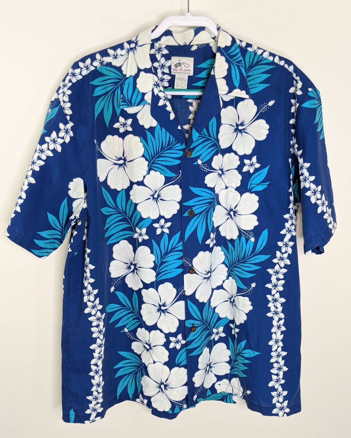Aloha Mens XL Hawaiian Shirt Vintage Royal Blue Hibiscus | Etsy