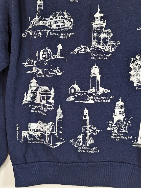 Vintage Eastern Lighthouses Sweatshirt Blue Cardi… - image 8
