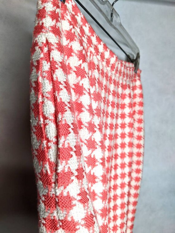 Salmon White Houndstooth Womens 10 Pencil Skirt 8… - image 3