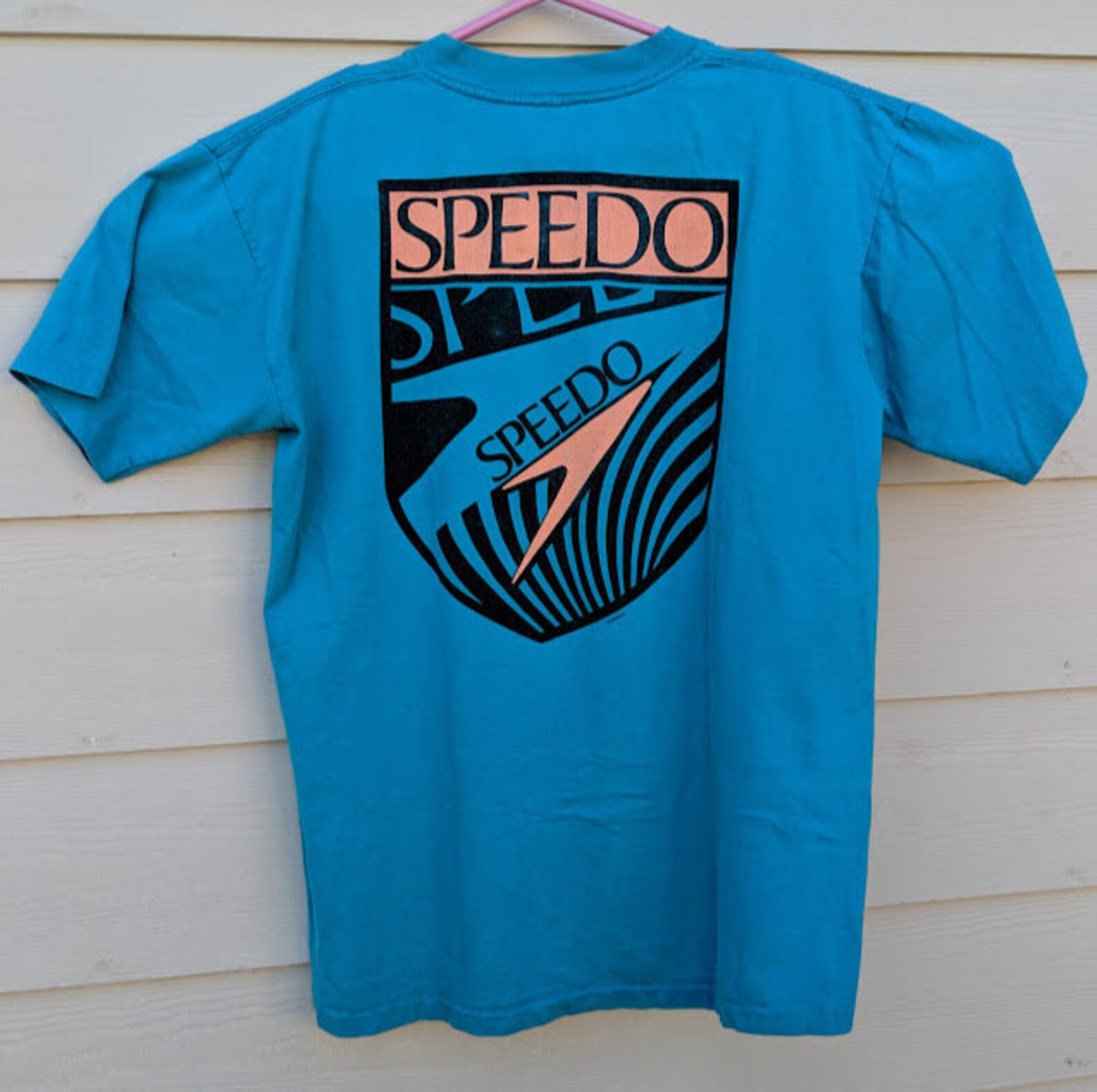 Speedo Vintage Shield Logo Mens XL 90s T Shirt Blue Shade Etsy