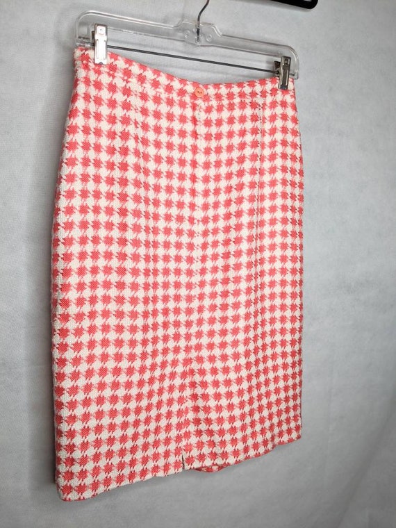 Salmon White Houndstooth Womens 10 Pencil Skirt 8… - image 5