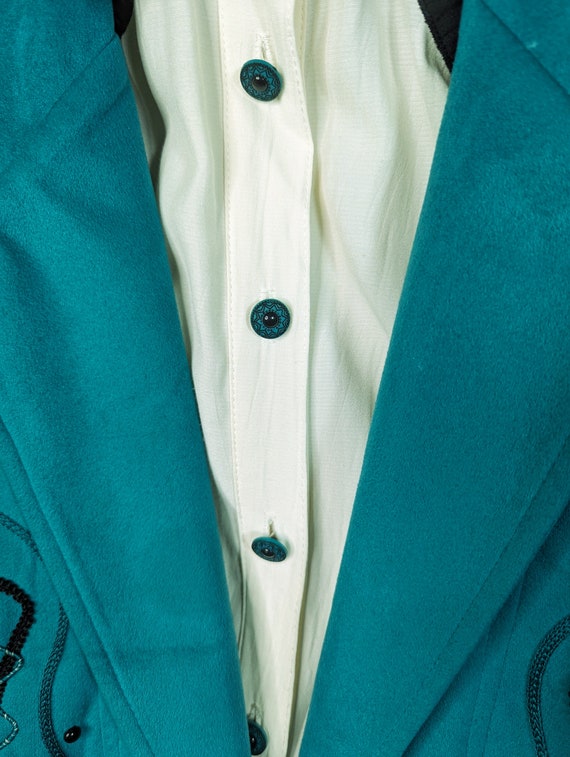 Vintage 80s Green Ultra Suede Blazer and Blouse S… - image 4