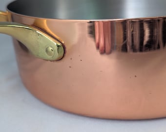 Cacerola de cobre vintage con tapa Paul Revere Ware 8062, asas de latón, 6 tazas.