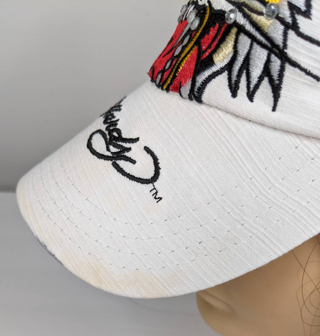 Don Ed Hardy Tiger Snapback Hat White Rhinestone Y2K | Etsy