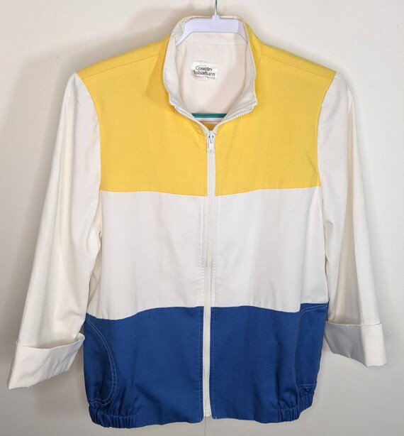 Vintage 80s Jacket Womens 12 Color Block 3/4 Slee… - image 2