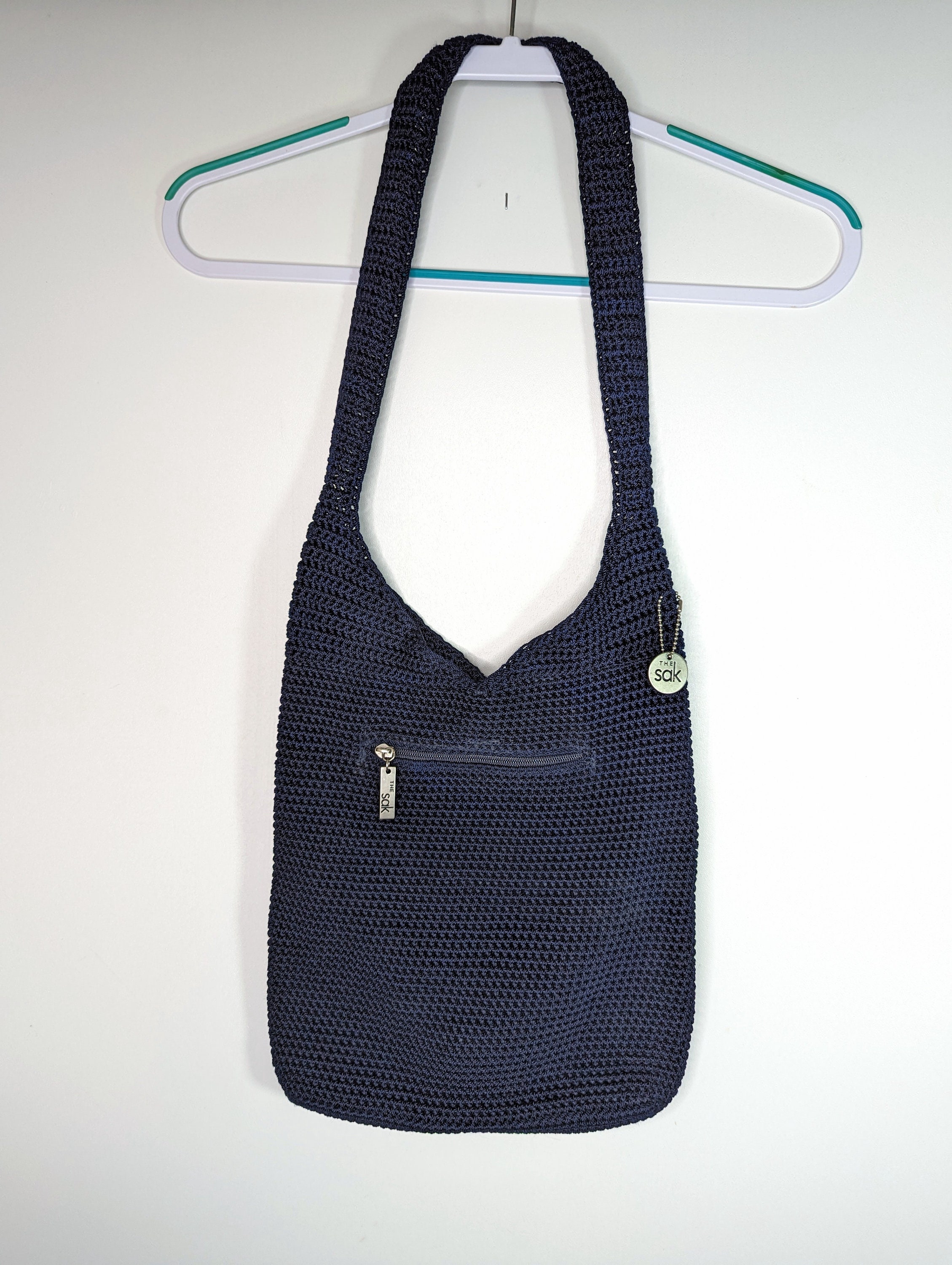The Sak Black Woven Crochet Shoulder Bag Purse Single Carry Strap Preowned  | eBay