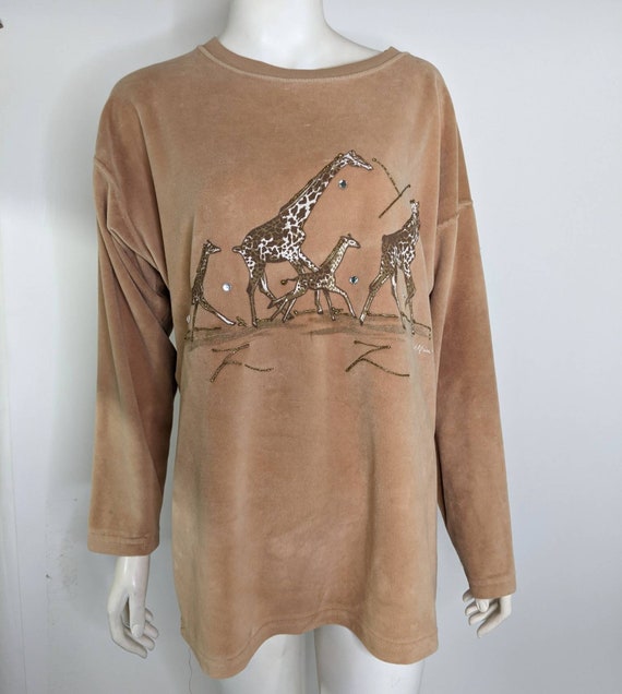 Giraffes Womens M Top JLM Fashion Group VTG Afric… - image 1