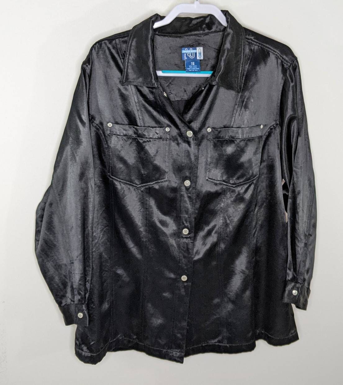 Vintage Venezia Jeans Lane Bryant Plus Sz 18/20 Black Faux Suede Shacket  Korea 