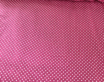 Cotton blend? VOILE Fabric~White Polka Dots on Fuschia Pink~BTY~Doll Clothes+