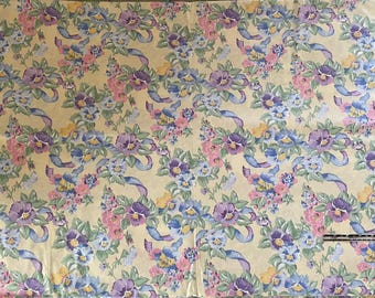 Daisy Kingdom Cotton Fabric~THINK OF ME~Pansies+Ribbons~6yX45~Carol