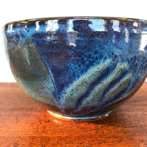 Pottery fruit bowl in blue made by Andrea Hill Pottery