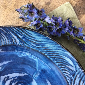 Large centerpiece  fruit bowl in cobalt blue