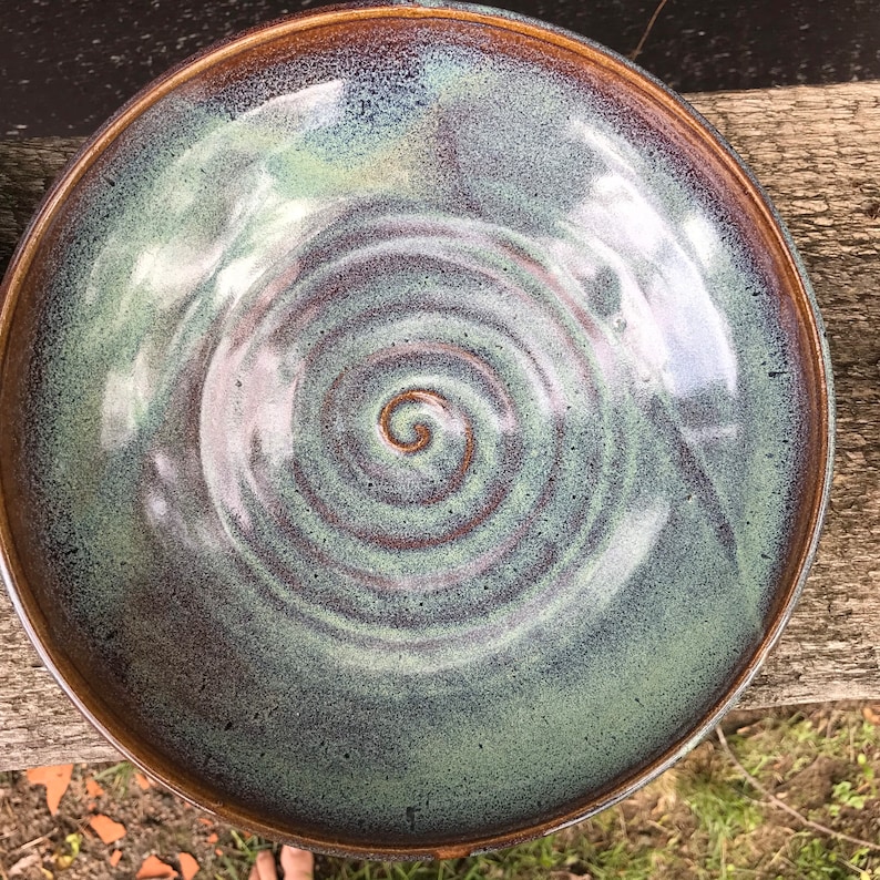 Pasta bowl in turquoise glaze, handmade pottery shallow bowl bild 9