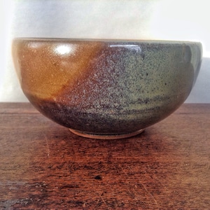 Pottery bowl, cereal bowl, handmade bowl, sage green and brown bowl, dishwasher safe, functional pottery, rustic bowl