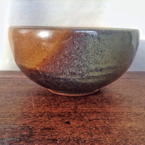 Pottery bowl, cereal bowl, handmade bowl, sage green and brown bowl, dishwasher safe, functional pottery, rustic bowl