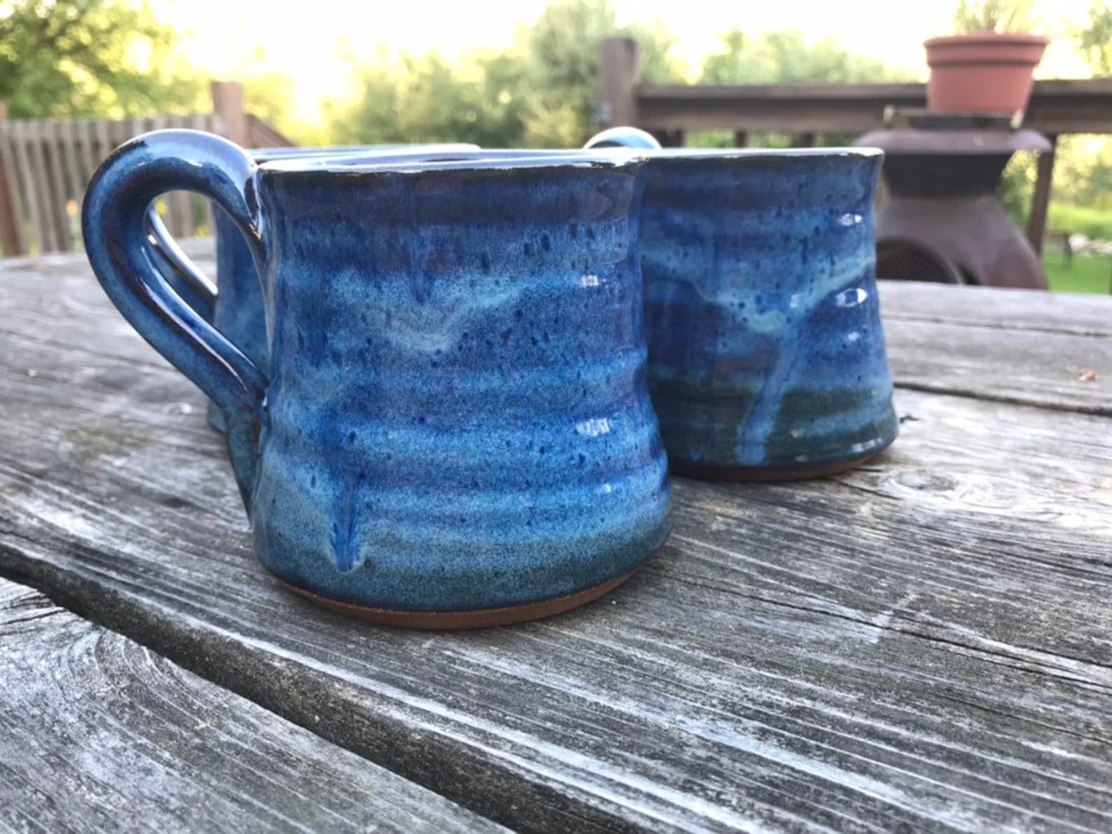 Rustic Mug Handmade Coffee Mug in Bright Blue Etsy