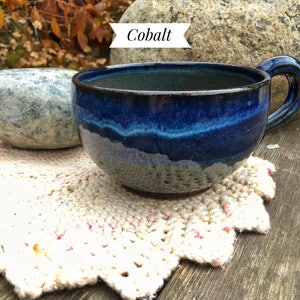 Soup Mug, Handmade Pottery Soup Mug Cobalt