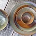 Pottery Plates and bowls set, Sage green and brown five piece place settings, handmade pottery dinnerware, rustic dishes 