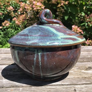 Lidded serving dishes, turquoise bowl with cover