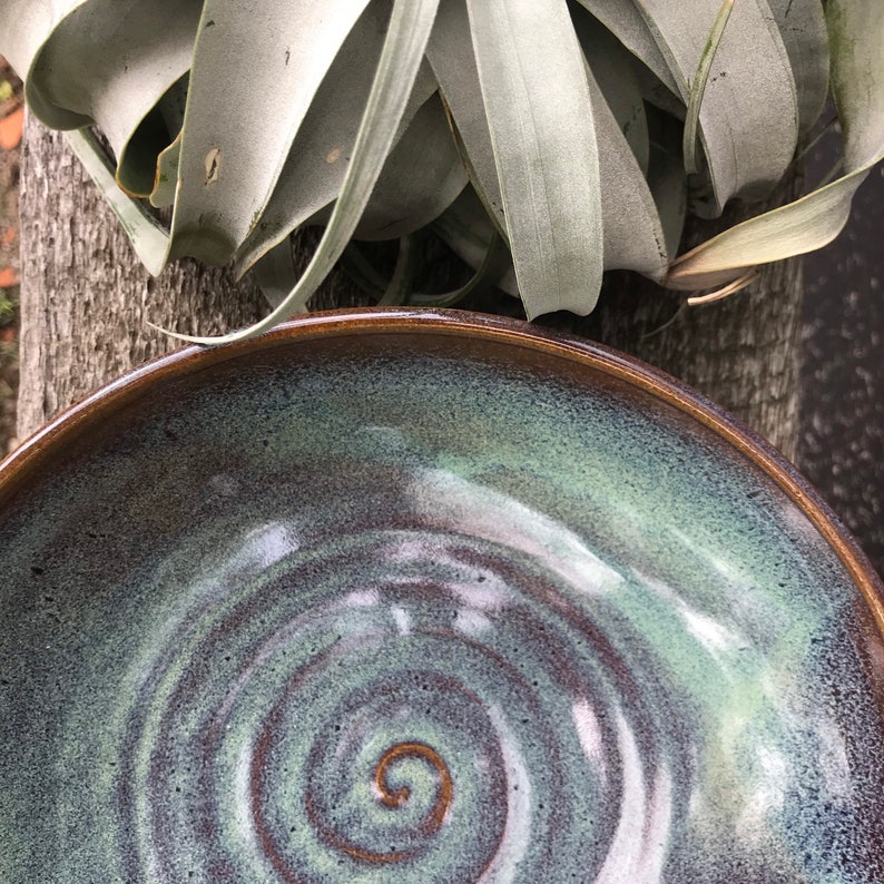 Pasta bowl in turquoise glaze, handmade pottery shallow bowl bild 5