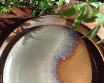 Dinner plates in sage green and brown, 10.5 inches, in a set or individually