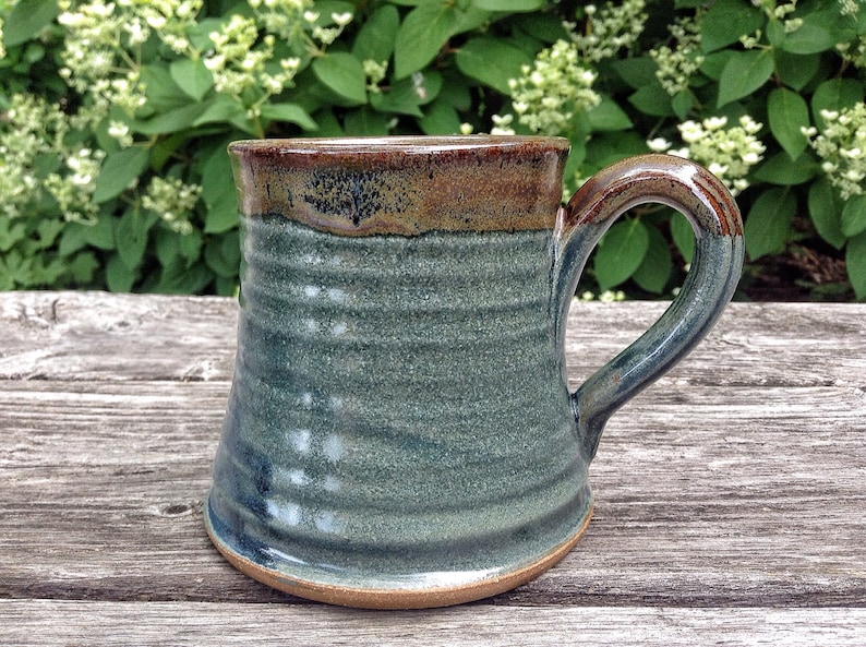 Set of rustic pottery mugs, slate blue mugs, great house warming gift, handmade mugs image 2