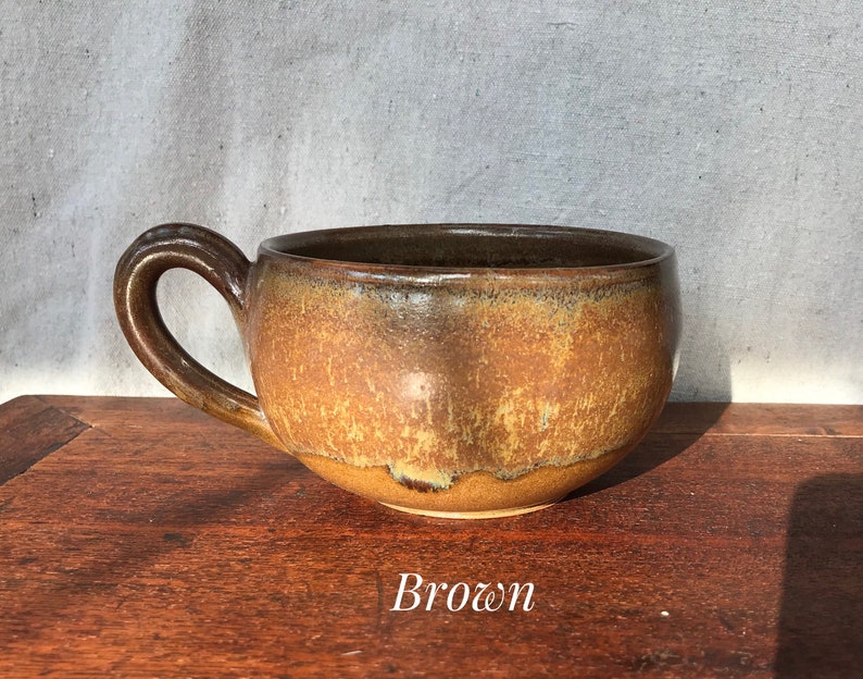 Soup Mug, Handmade Pottery Soup Mug Brown