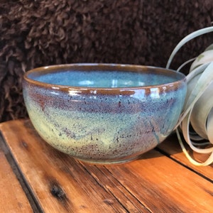 Turquoise pottery cereal bowl