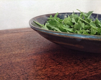 Handmade Pottery Pasta Bowl, Pottery Salad Bowl, Ocean Colors Shallow Bowl