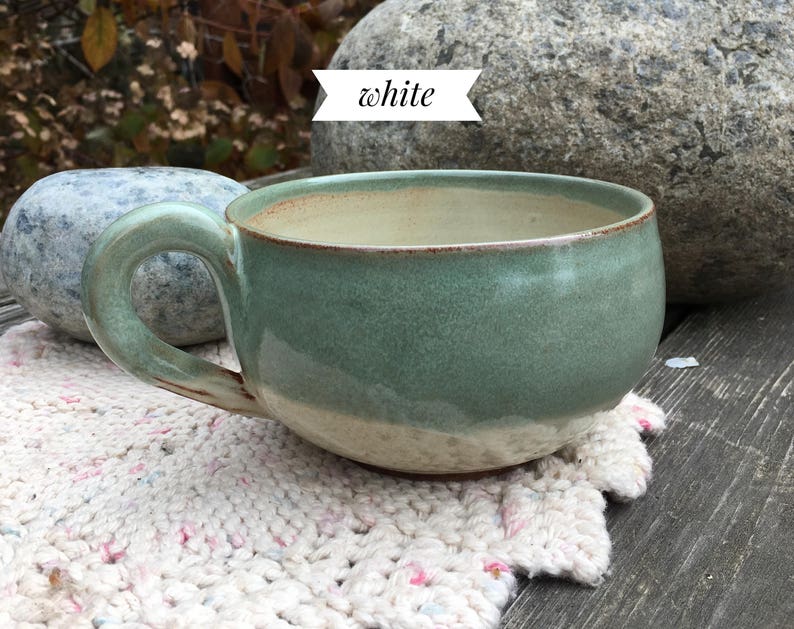 Soup Mug, Handmade Pottery Soup Mug White