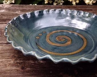 Pottery Pie Pan, stoneware pie plate, oven safe