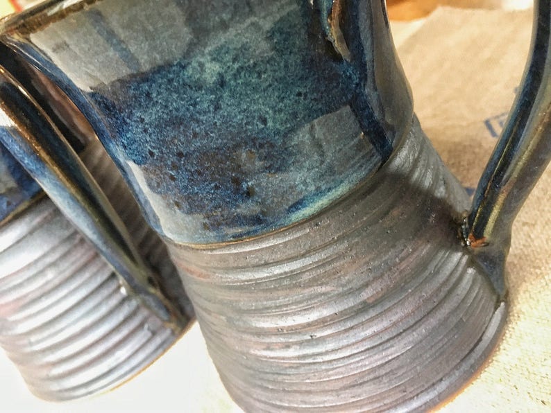 Handmade pottery mug, blue coffee mug, pottery gift image 2