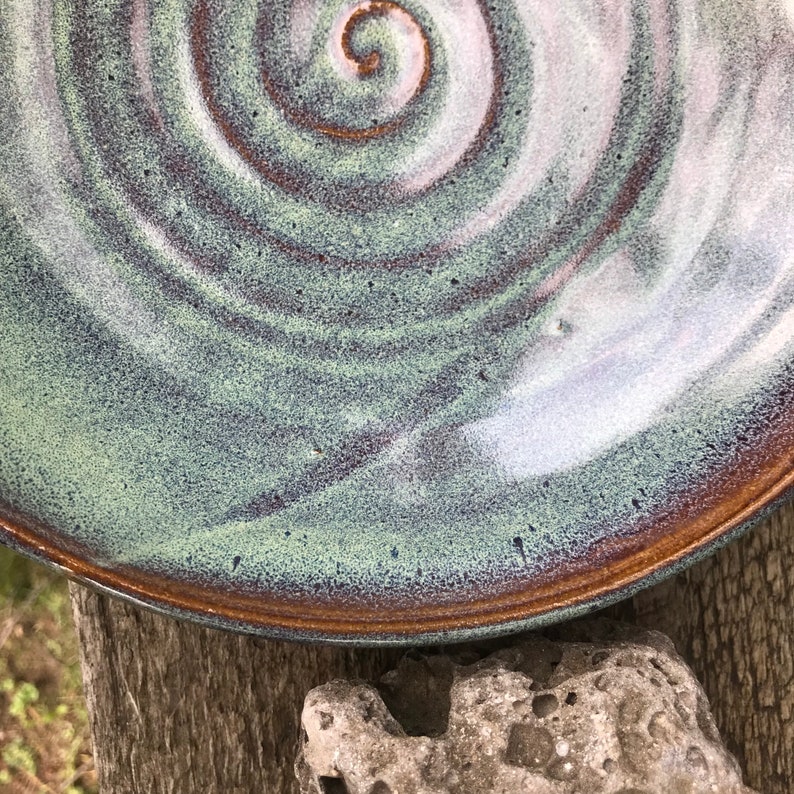 Pasta bowl in turquoise glaze, handmade pottery shallow bowl bild 4