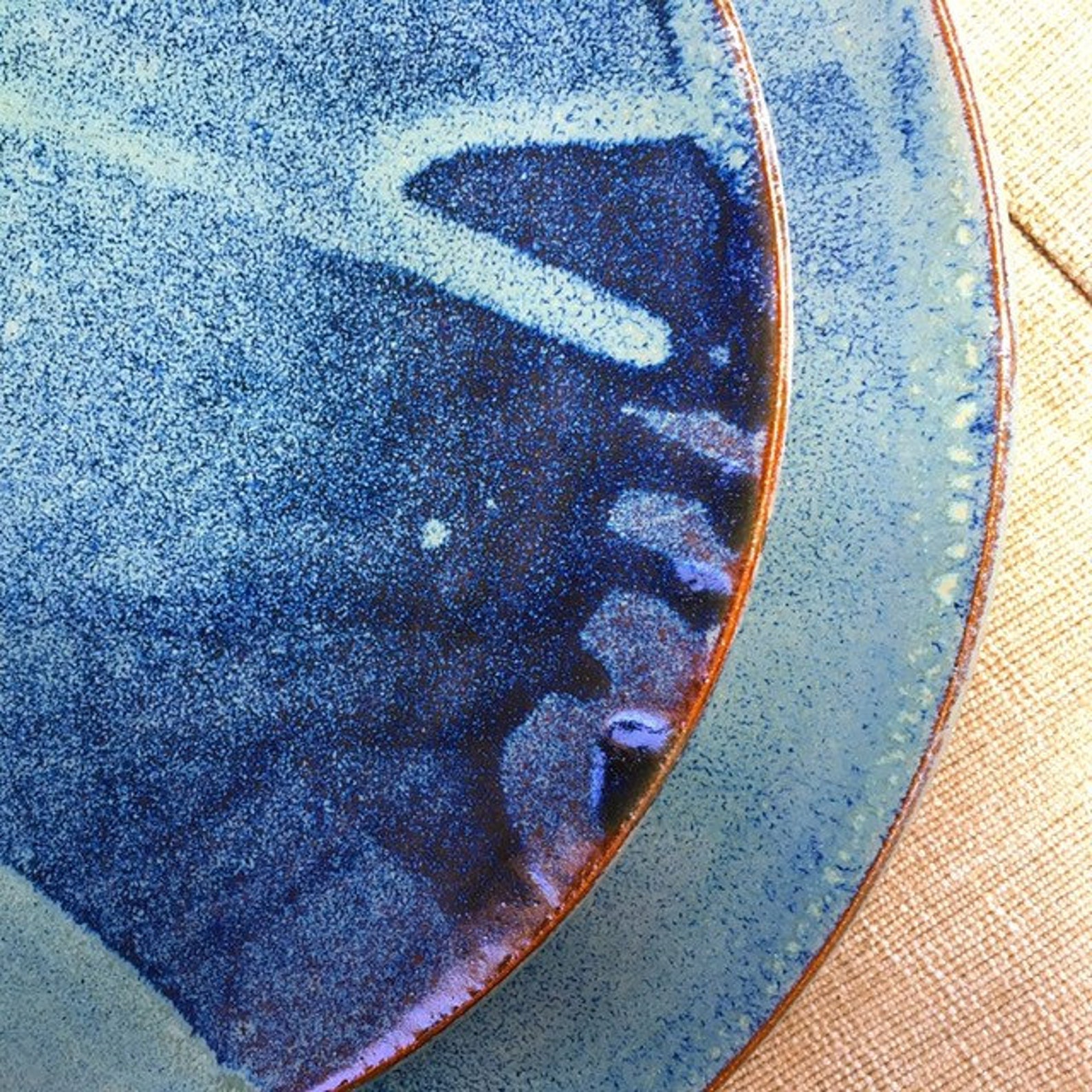 Set of Pottery Plates and Bowl in Soft Blue Green One Three Etsy