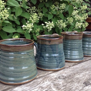 Set of rustic pottery mugs, slate blue mugs, great house warming gift, handmade mugs image 4