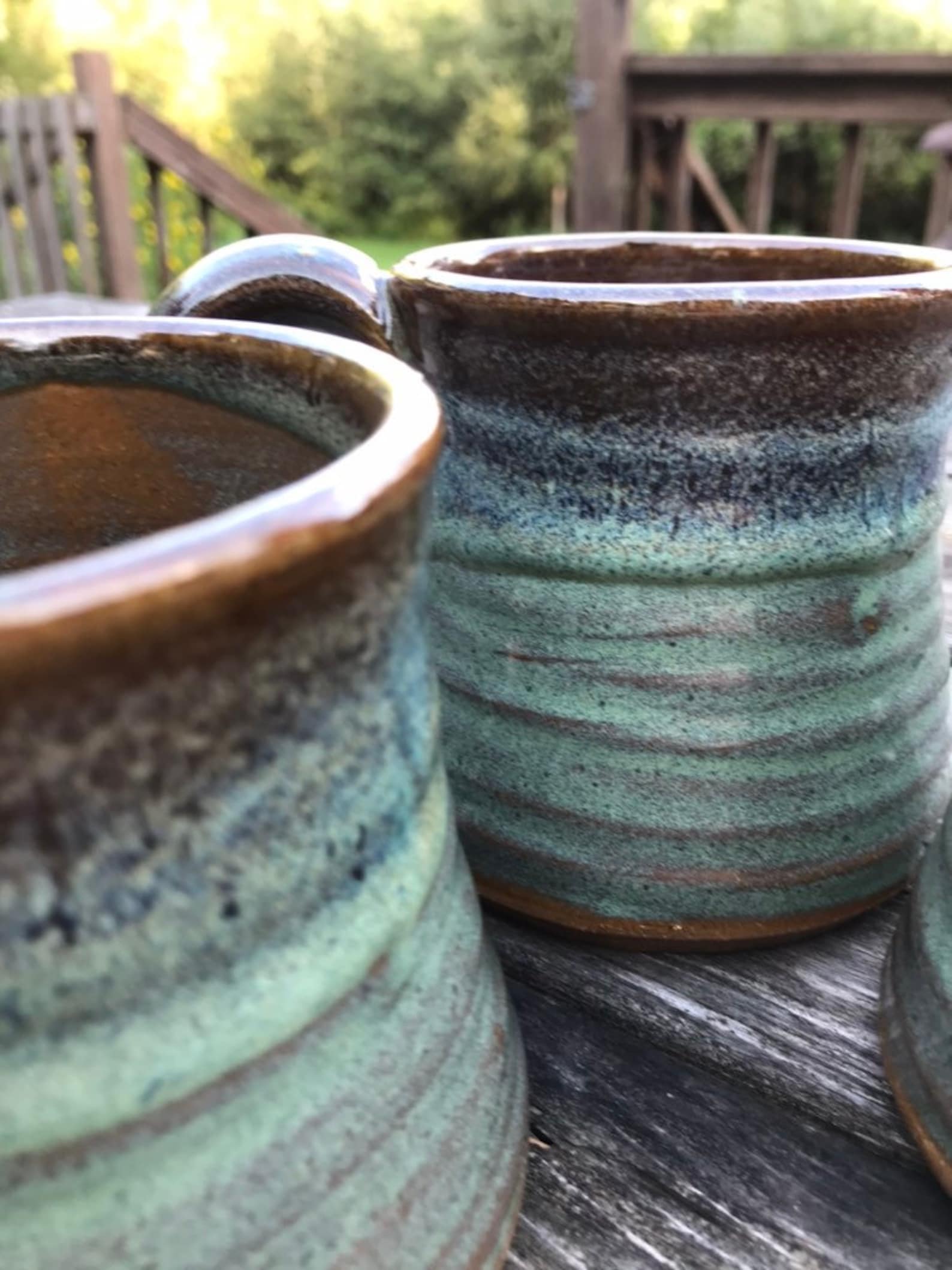 Rustic Mug Handmade Turquoise Mug Set of Stoneware Mugs Etsy